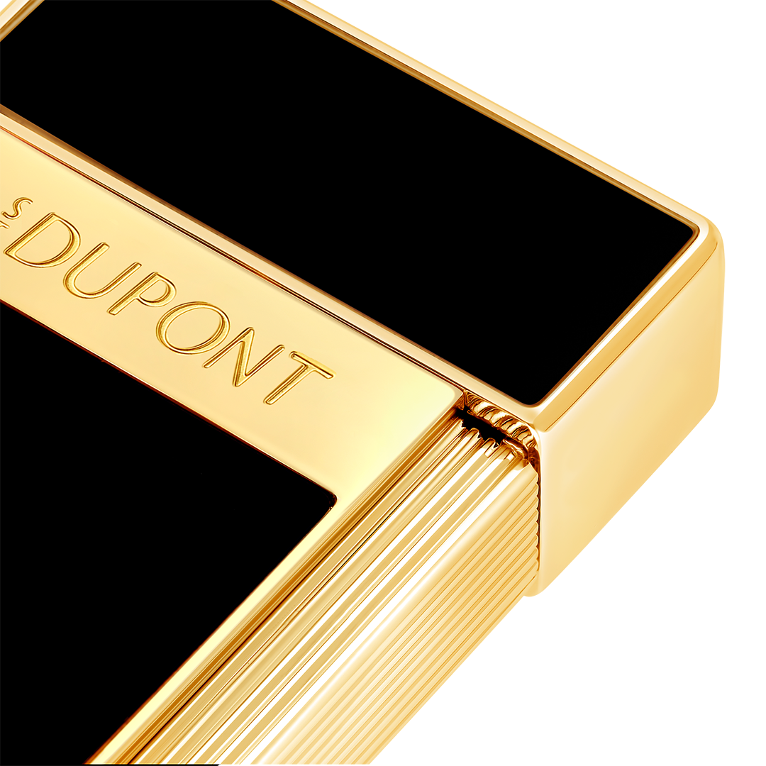 S.T. Dupont Lacquered Black & Gold Biggy Lighter