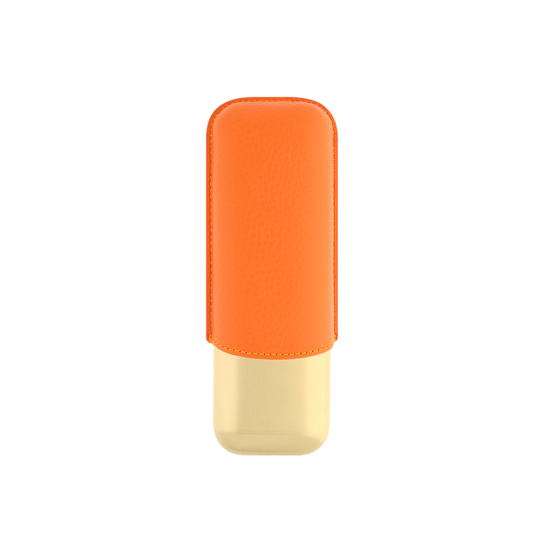 S.T. Dupont Orange Grain & Gold 2 Cigar Case