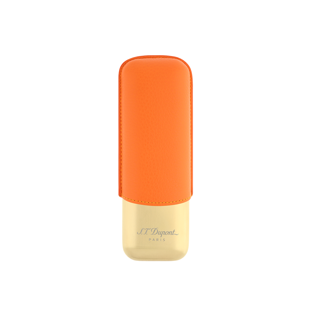 S.T. Dupont Orange Grain & Gold 2 Cigar Case