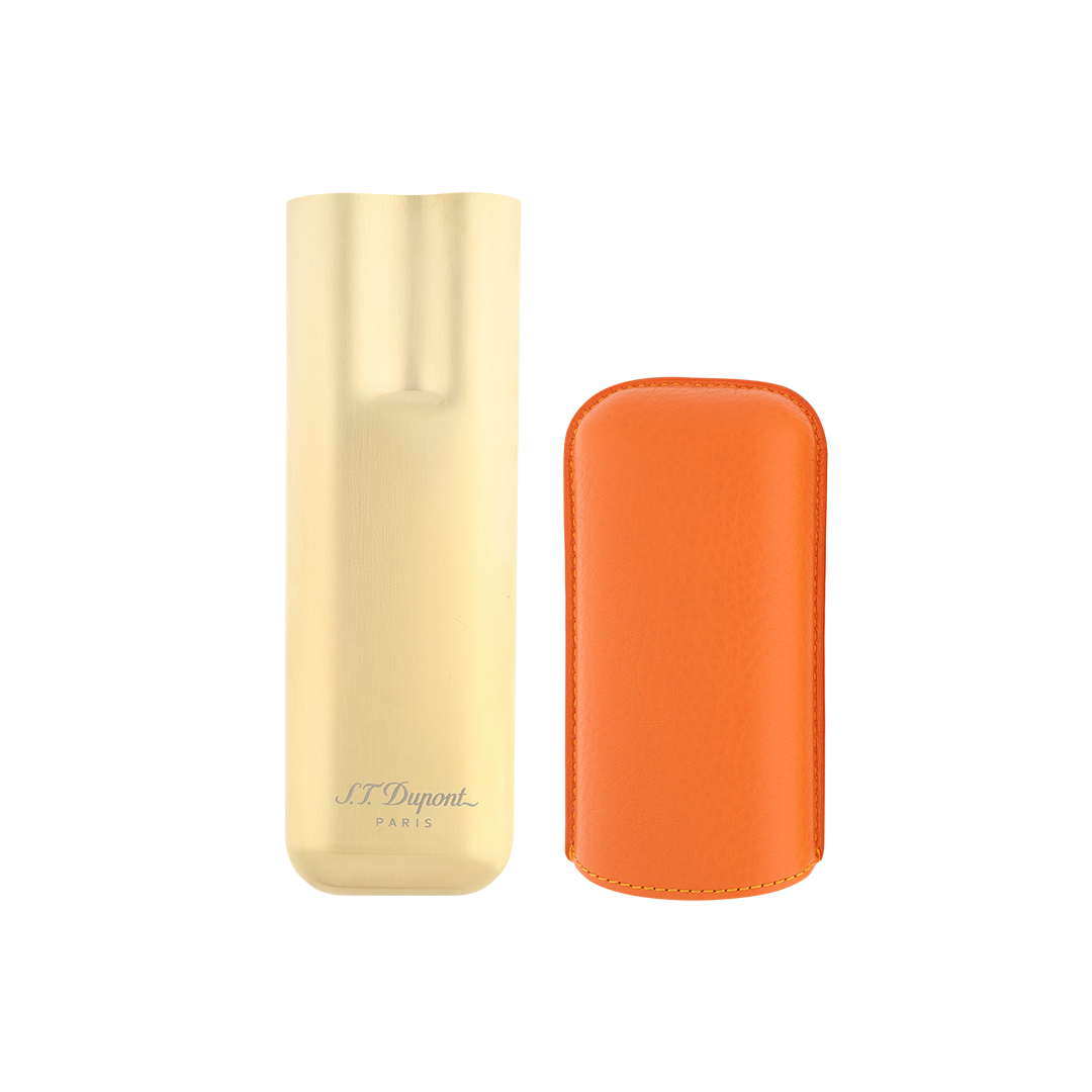 S.T. Dupont Orange Grain & Gold 2 Cigar Case