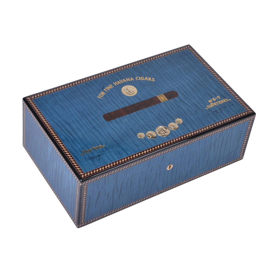 Elie Bleu Medals Blue Sycamore - 120 Count Humidor – Davidoff London