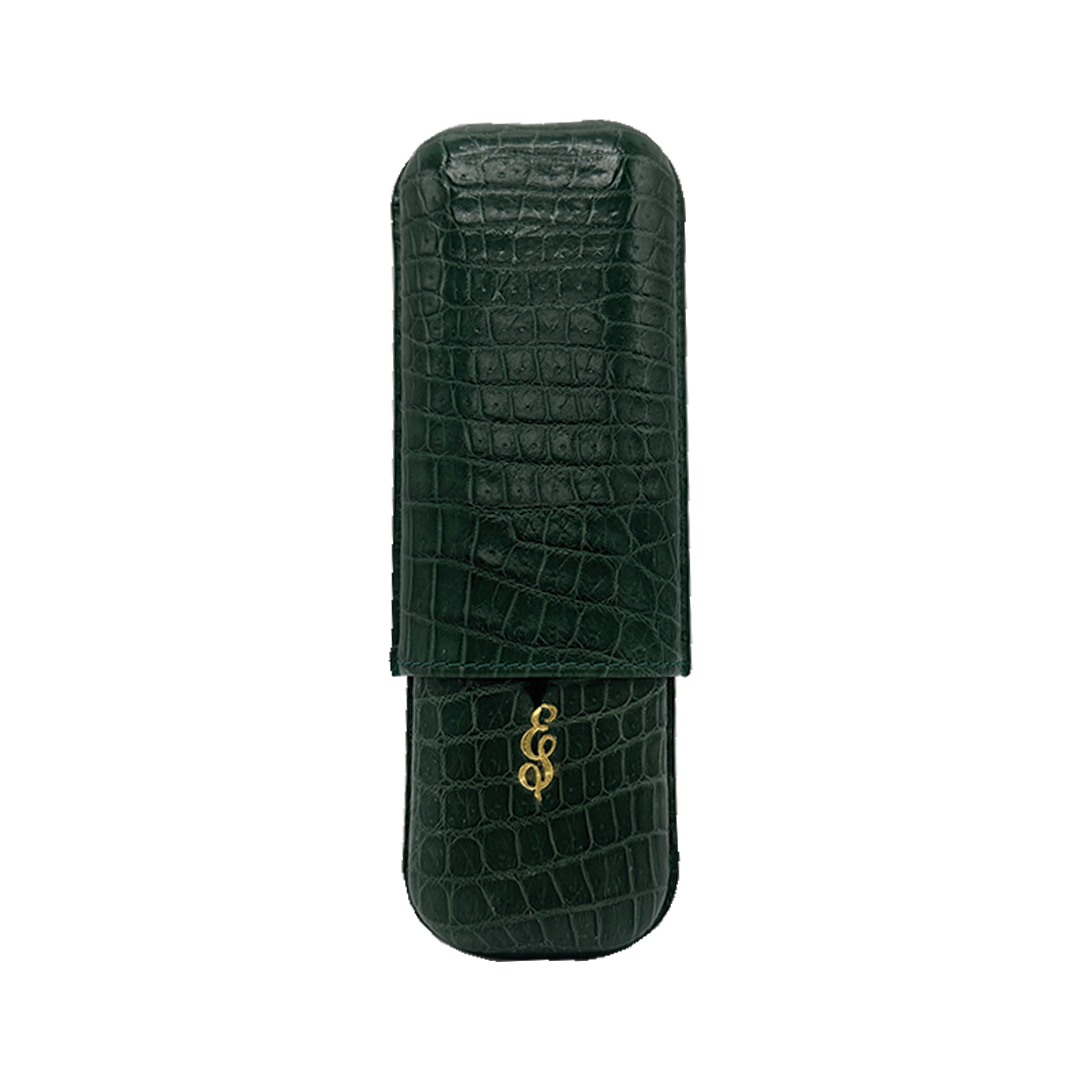 Edward Sahakian 2 cigar case - Green Croc – Davidoff London