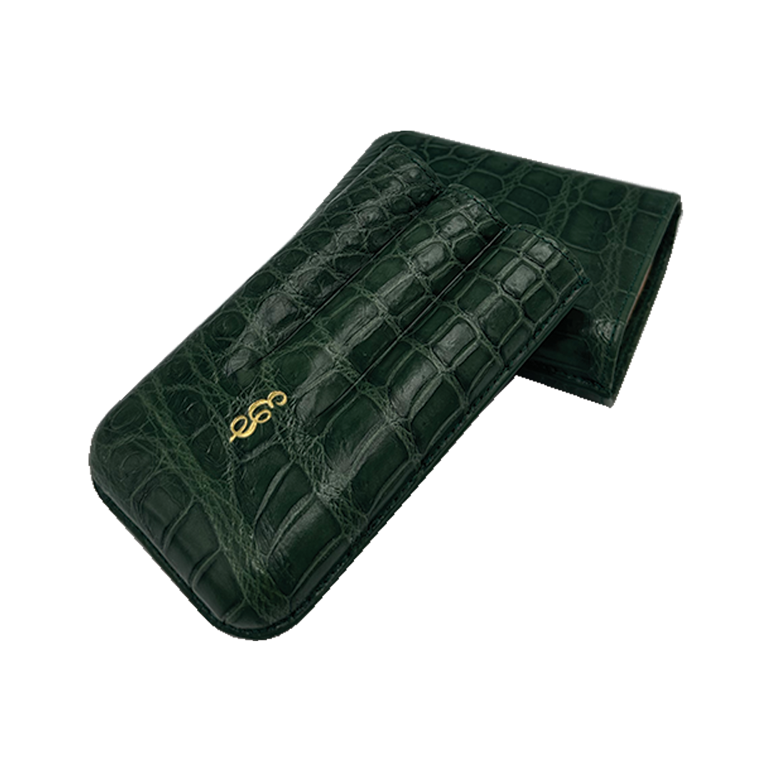 Edward Sahakian 3 cigar case - Green Croc – Davidoff London Edward Sahakian 3 cigar case - Green Croc – Davidoff London