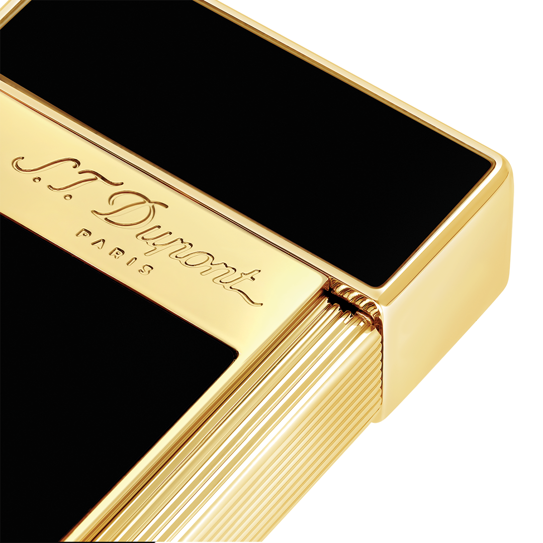 S.T. Dupont Lacquered Black & Gold Biggy Lighter