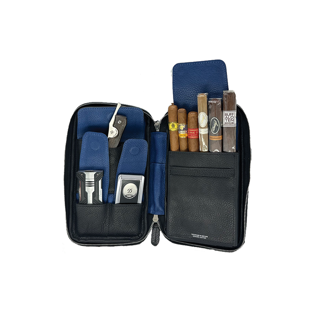 The Cigar Holder Cigar Case - Black & Blue