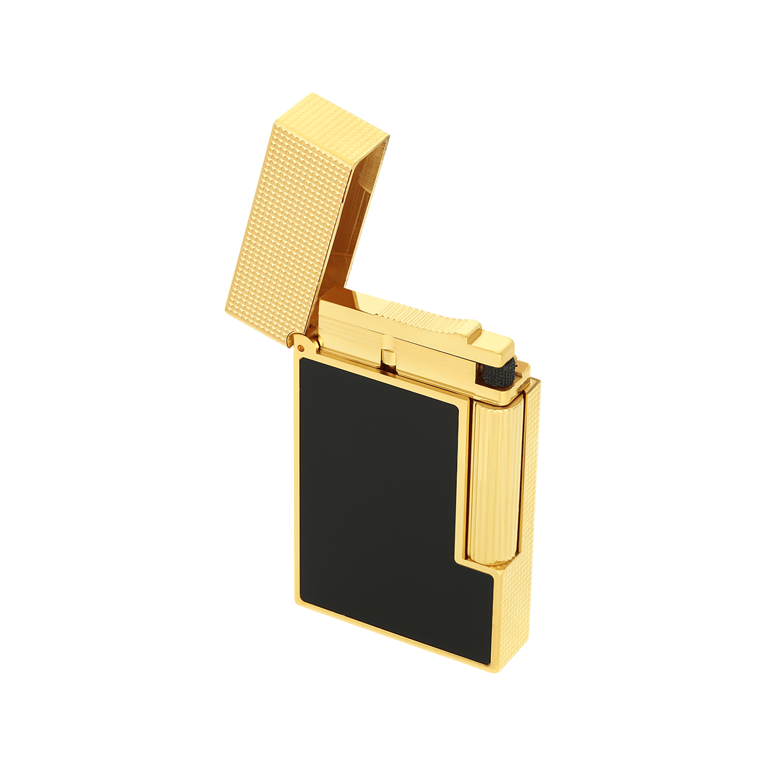 S.T. Dupont Ligne 2 Micro Diamond Head Gold & Matte Black Lacquer